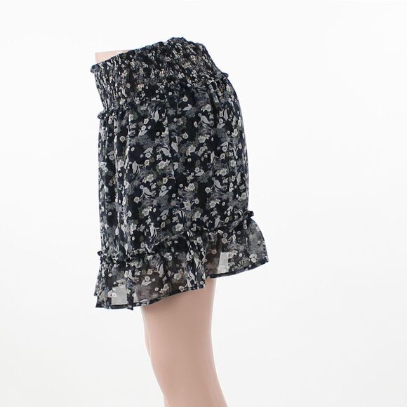 DKNY Jeans Ruffle-Hem Mini Skirt Black Indigo Multi - Picture 4 of 5